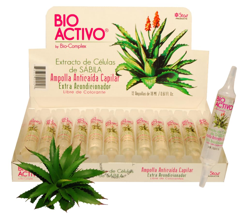 Bio Complex Aloe Vera Hair Repair Ampoules - 12 Pack | 0.61 oz Each, Intensive Hydration Treatment