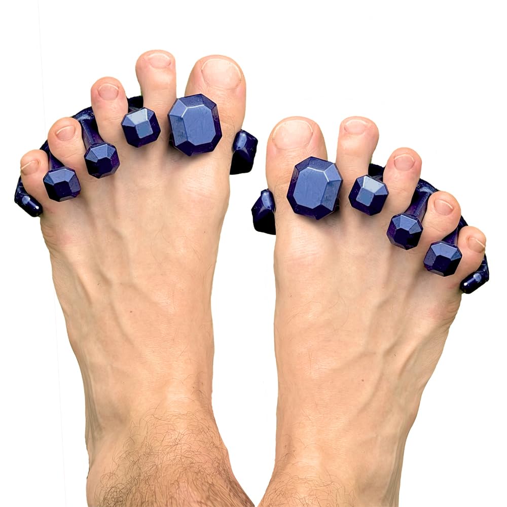 YogaToes® Gems® - Gel Toe Stretcher & Separator for Men | Fits Shoe Size 7+ in Metallic Blue - Relieves Foot Pain & Enhances Performance