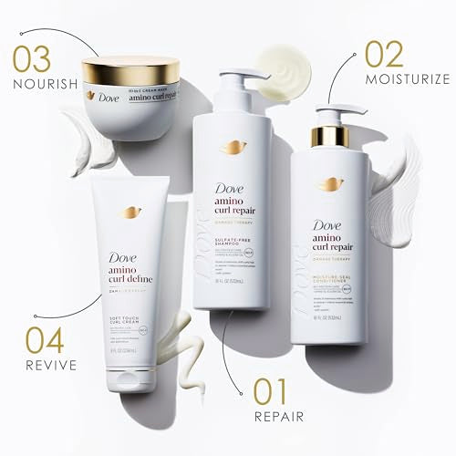 Dove Shampoo, Conditioner, & Mask Amino Curl Regimen Pack 4 Pk for Curly, Coily Hair with Bio-Protein Care Technology + Amino & Jojoba Oil