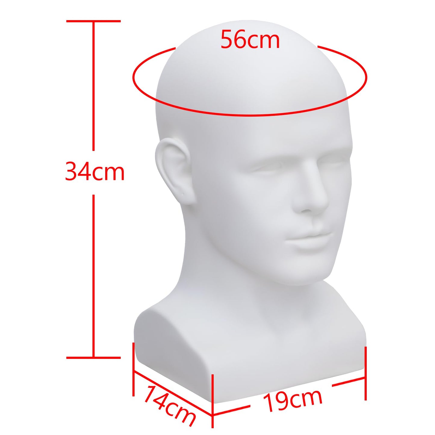 AMLUCKS Male Mannequin Head Professional PVC Manikin Head for Display Wigs Hats Headphone Mask Sunglasses Scarf Jewelry Display Stand (White)