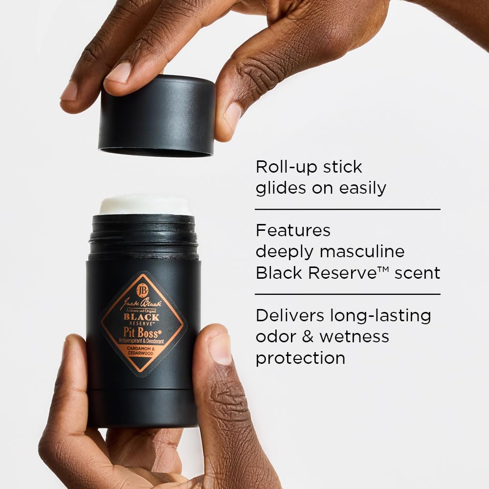 Jack Black Pit Boss Black Reserve Antiperspirant & Deodorant Men - 2.75 oz (Pack of 2) - Cardamom & Cedarwood - Mens Deodorant for Sensitive Skin