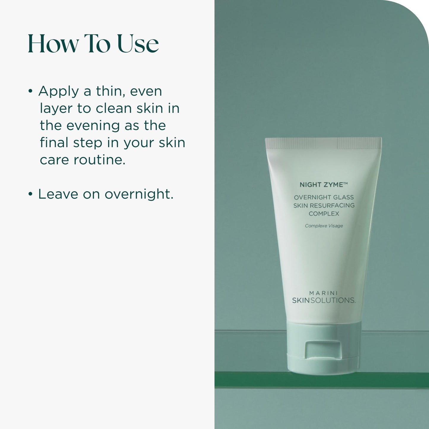 Marini SkinSolutions Night Zyme - Overnight Glass Skin Resurfacing Complex - Face Mask with Proteolytic Papaya Enzymes & Peptides - All Skin Types - Cruelty Free - Made in the USA - 1.7 oz