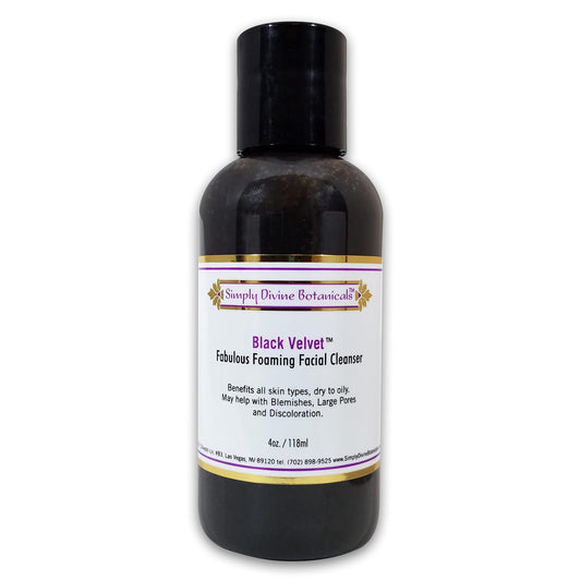 Simply Divine Botanicals Black Velvet - Natural and Organic Foaming Facial Cleanser to Clean Excess Oil, Remove Makeup, Prevent Blemishes, Minimize Pores, Soften Skin for All Skin Types, 4 oz