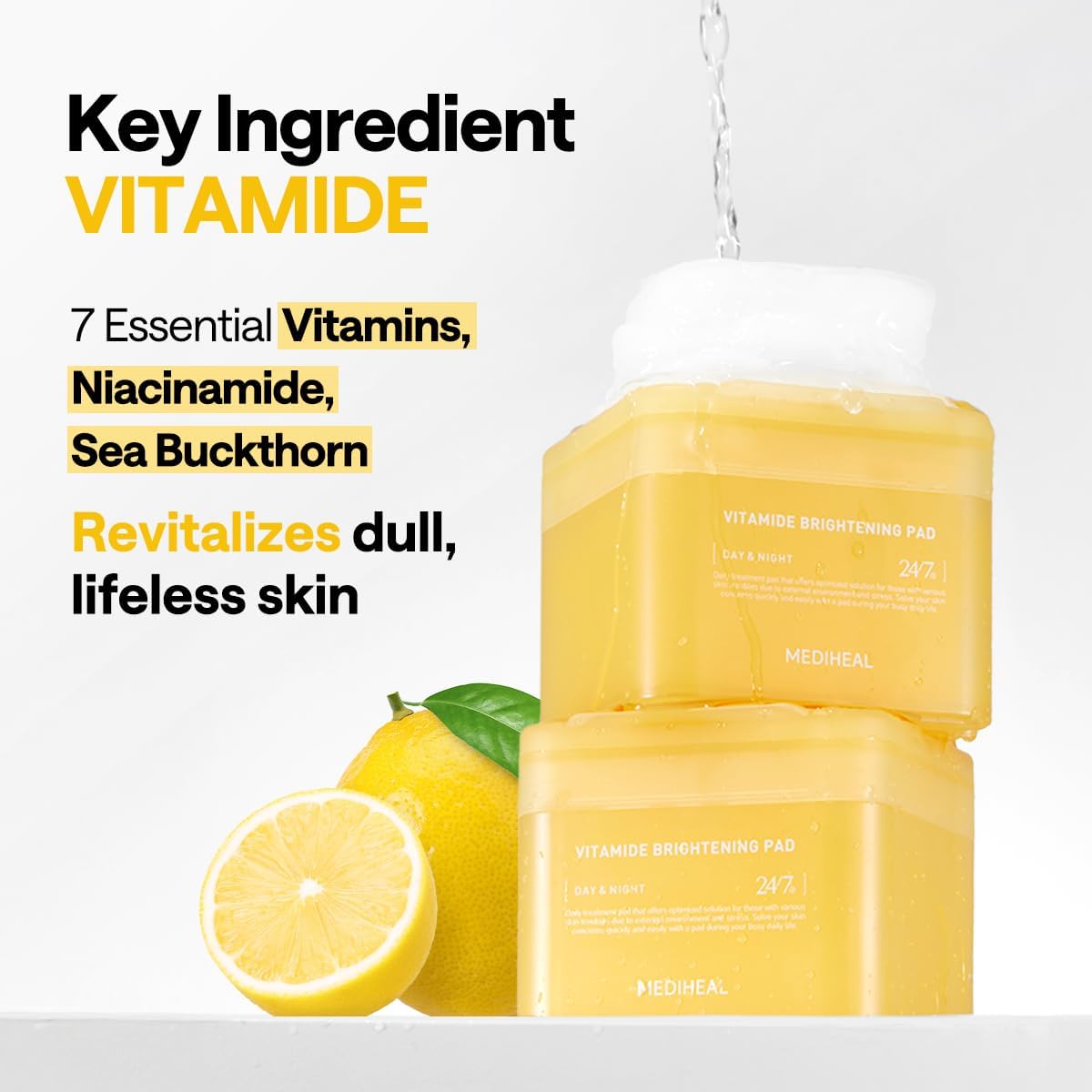 Mediheal Toner Pads - Radiance Boosting Niacinamide & Sea Buckthorn - Vegan Blemish Care | 100 Count