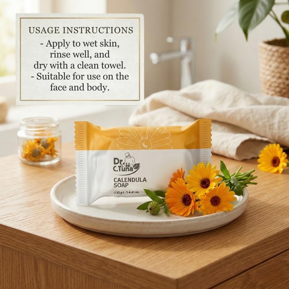 FARMASi Dr. C. Tuna 3 Pack Calendula Soap Bar, Hydrating Skin Care, 4.41oz