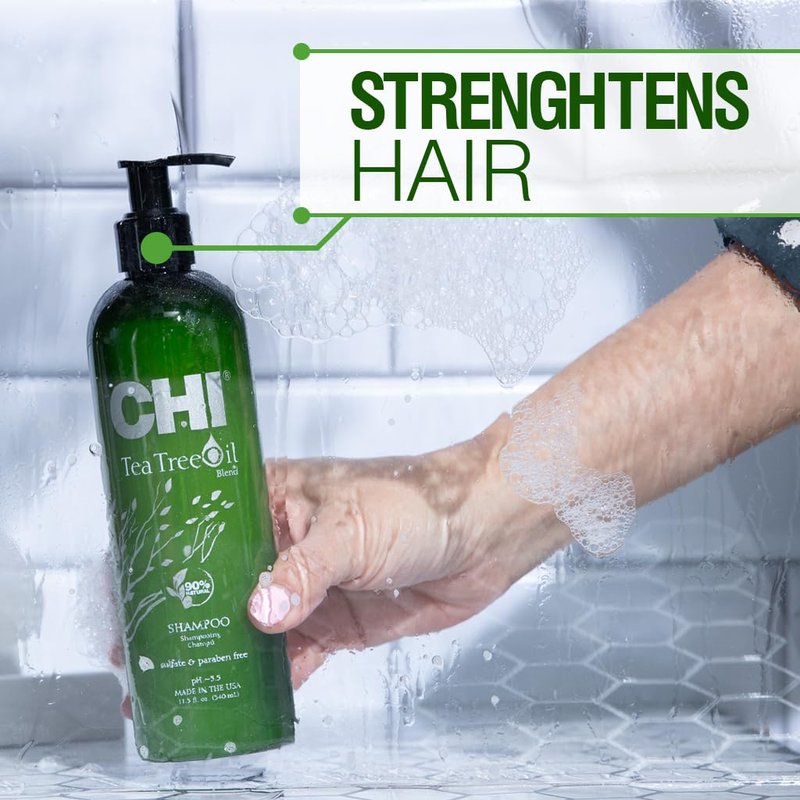 CHI Tea Tree Oil Shampoo - Strengthening Formula for Gentle Cleansing & Impurity Removal | 11.5 Oz