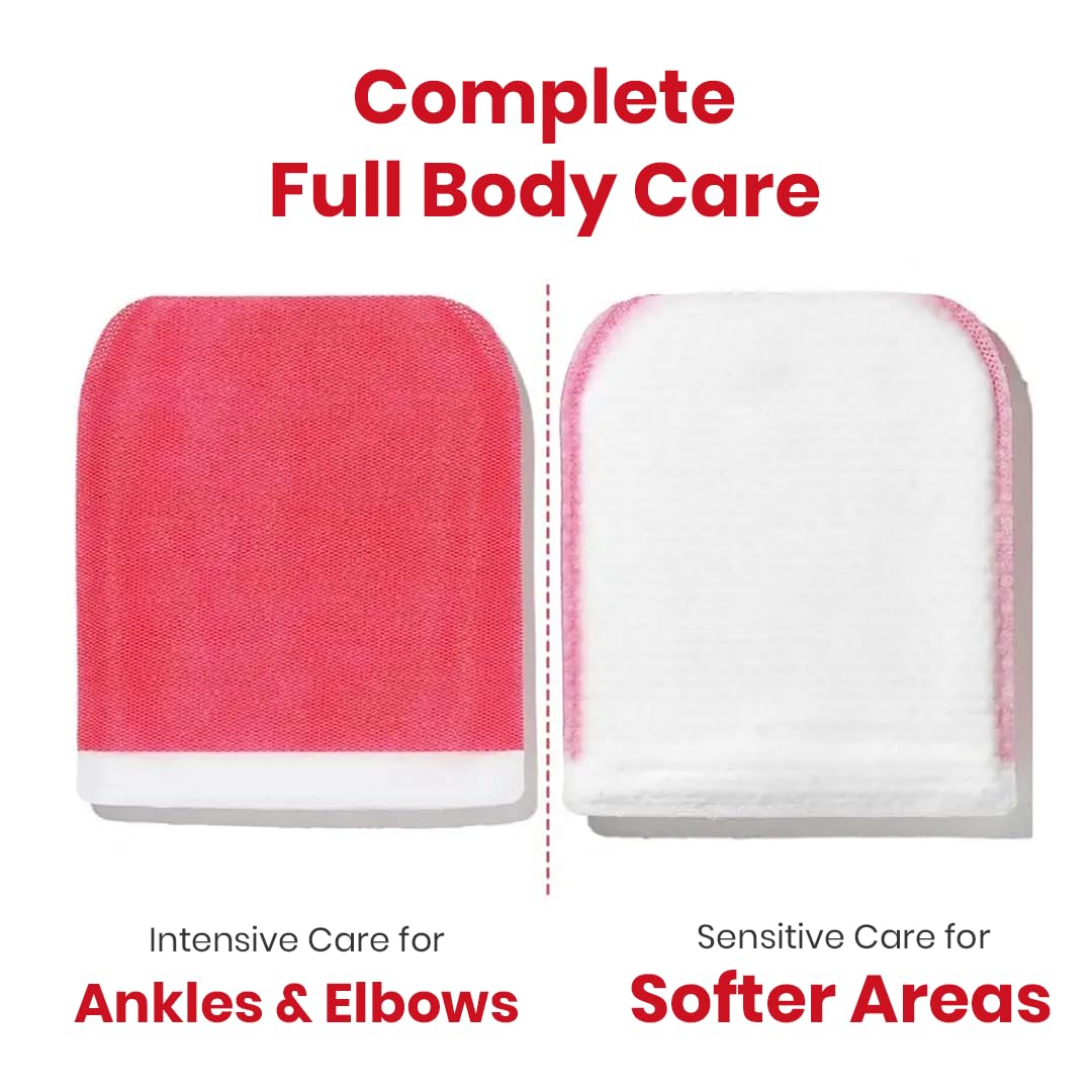 Mom’s Bath Recipe Body Peeling Pad Strong, All in One Bubble Body Wash & Scrub Gloves with Kelp & Biotics, Intense Exfoliating Mitts for Dead Skin Cells, Goosebumps and Scaly Skin, 8 Sheets