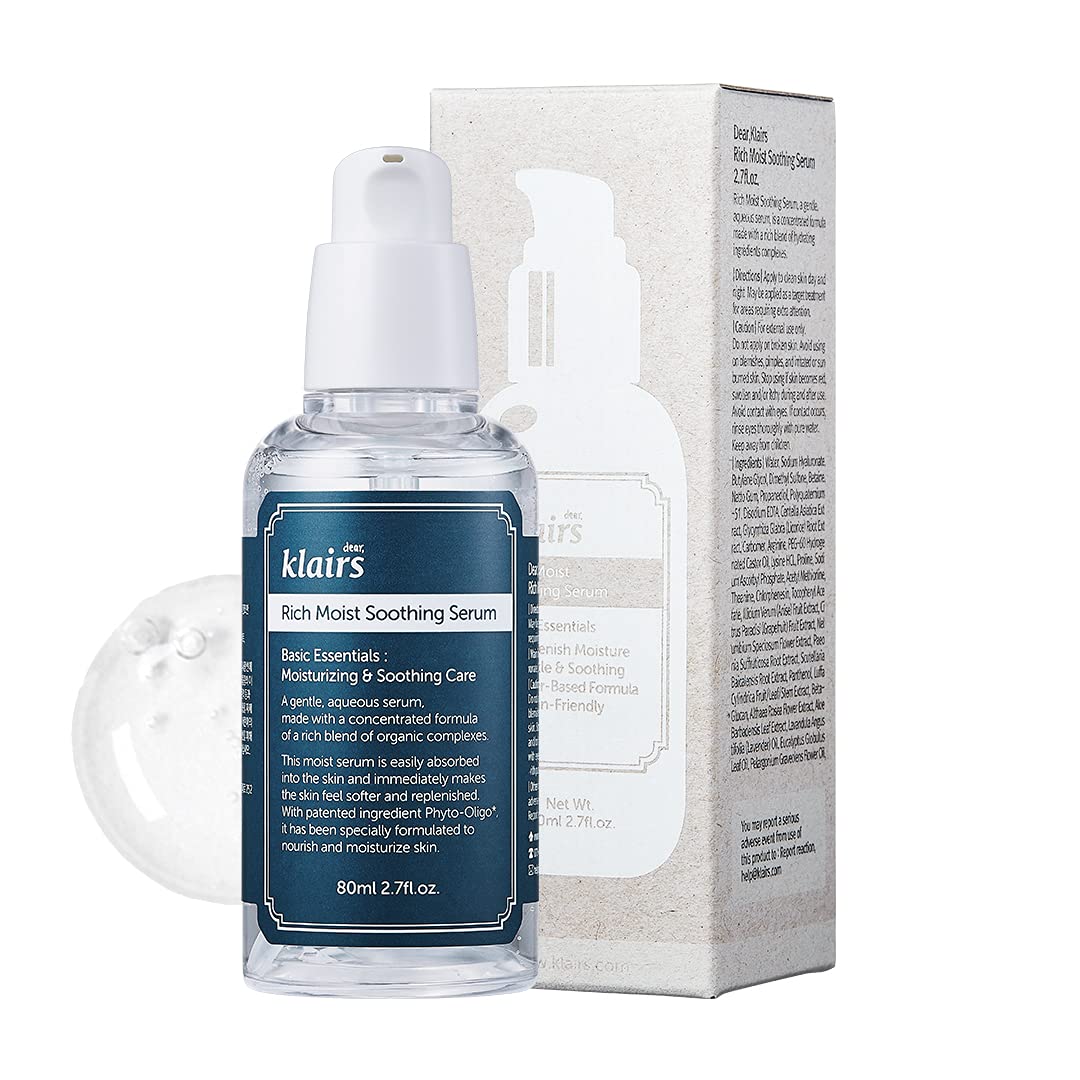 DearKlairs Rich Moist Soothing Serum – Korean Cica Serum with Centella, Beta-Glucan & Hyaluronic Acid, Calming Hydration for Sensitive Skin, Lightweight Non-Greasy, Unscented & Vegan, 2.7 Fl Oz
