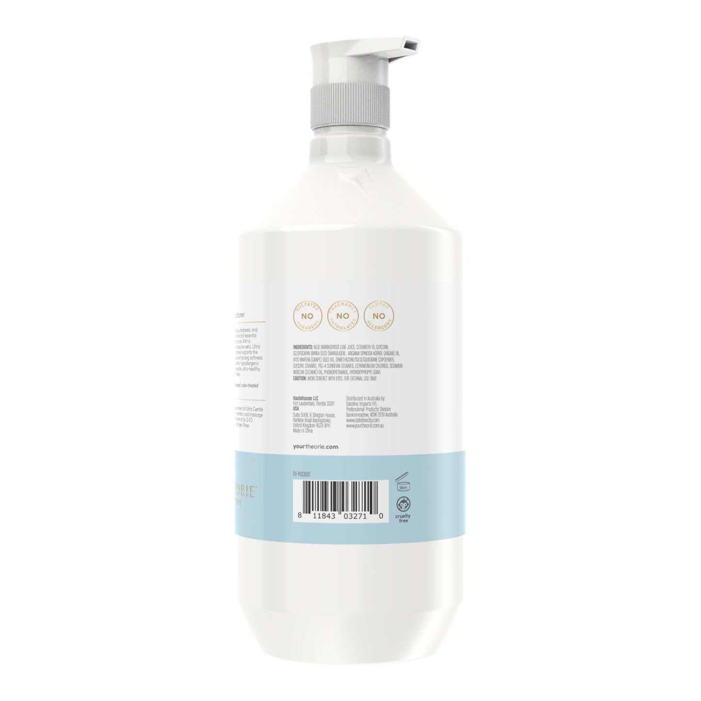 Theorie Pure Collection Hypoallergenic Conditioner -Plant-Based & Vegan - for Soothes Itchy & Allergy Prone Skin - Fragrance-free - Sensitive Scalp, Pump Bottle -800mL - 1 Pack