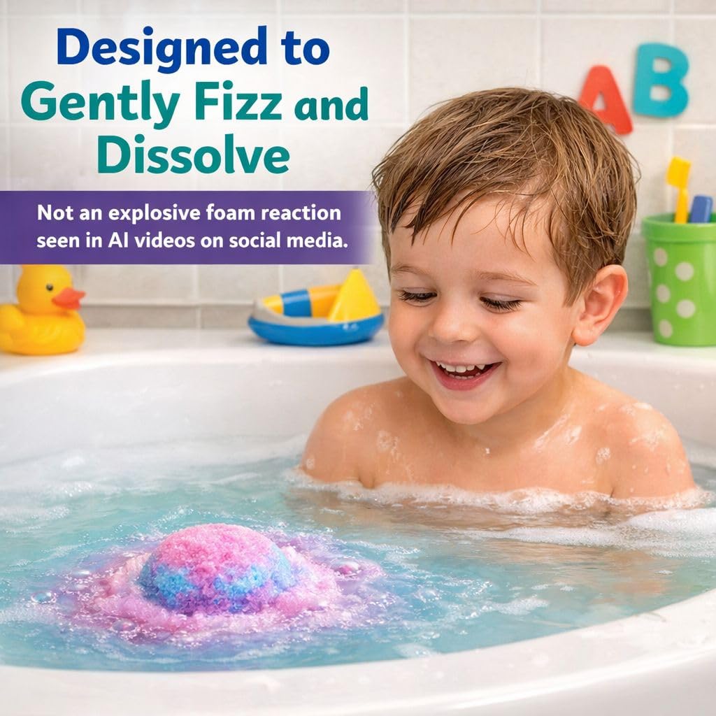 Bath Bombs for Kids with Surprise Inside - 12 Organic Bubble Bath Fizzies with Dragon Egg Toys. Gentle & Kids Friendly w/Rich Bubbles & Rainbow Colors, Birthday Gifts for Boys, Girls