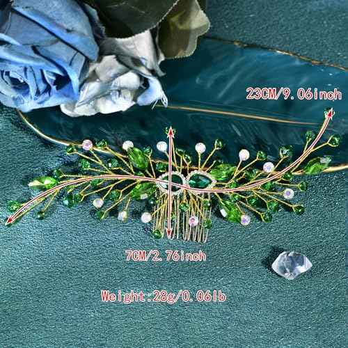 Crystal Bride Wedding Hair Comb Pearl Bridal Hair Clip Rhinestone Party Prom Hair Piece for Women and Girls (Red-847)