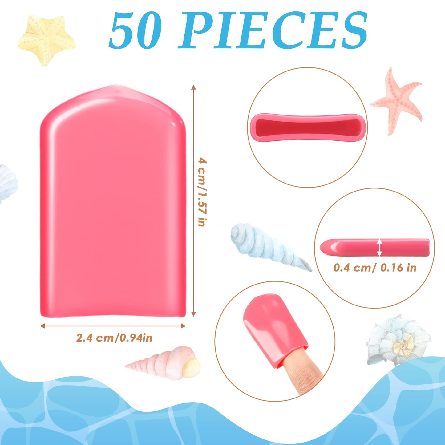 Loopeer 50 Pcs 0.94 x 1.57'' Tanning Finger Tips UV Protection Nail Protector Polish Protector for Fingers PVC Covers Gel Nail Remover Caps Sleeves for Tanning Beds UV Rays(Pink)