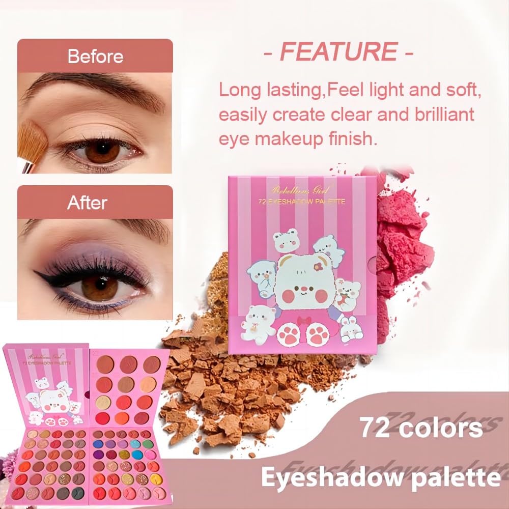 VERONNI 72 Colours Triple Layers Large Eye Shadow Golden Onion Matte Eyeshadow Blush Eyeshadow Palette All-in-One Palette Set, Micro Shimmer Stage Makeup Makeup Palette Set