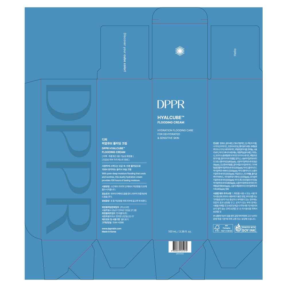 DPPR HYALCUBE Flooding Cream, Korean Skincare, Face Moisturizer, Cream for All Skin Type, Glass Skin care, Deep Moisturizing & Soothing, Glowy Skin, Hyaluronic Acid, Paraben free(3.38 fl. oz / 100ml)