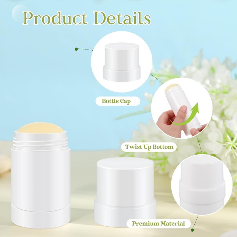 Teenyyou 30 Pcs 30ml/1oz Empty Deodorant Containers Twist Up Filling Bottle Refillable Plastic Deodorant Holder Tube for Homemade Lipstick Sunscreen Balm Lotion Bar (White)