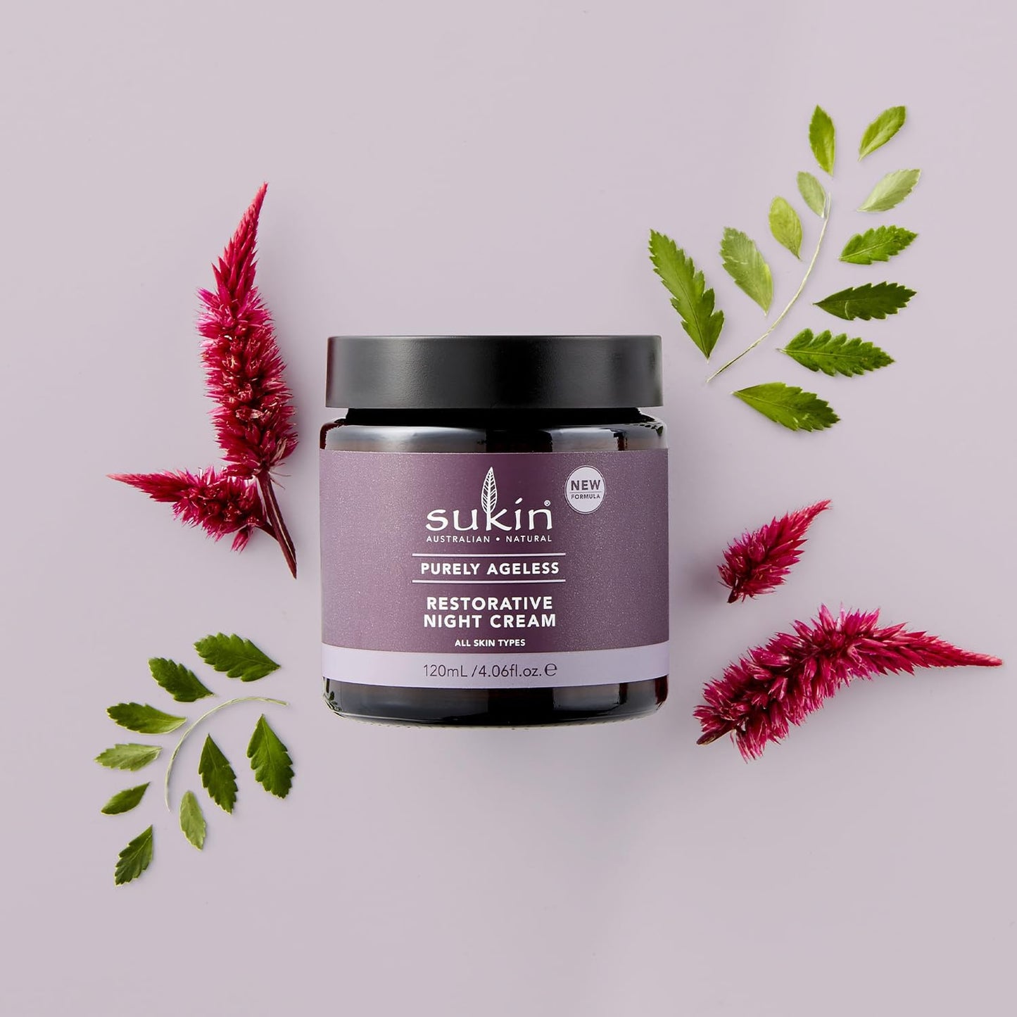 Sukin Purely Ageless Night Cream, Restorative – Anti-Wrinkle Face Cream with Rosehip Oil, Naturally Rich in Vitamin A and Vitamin C, 4.06 Oz