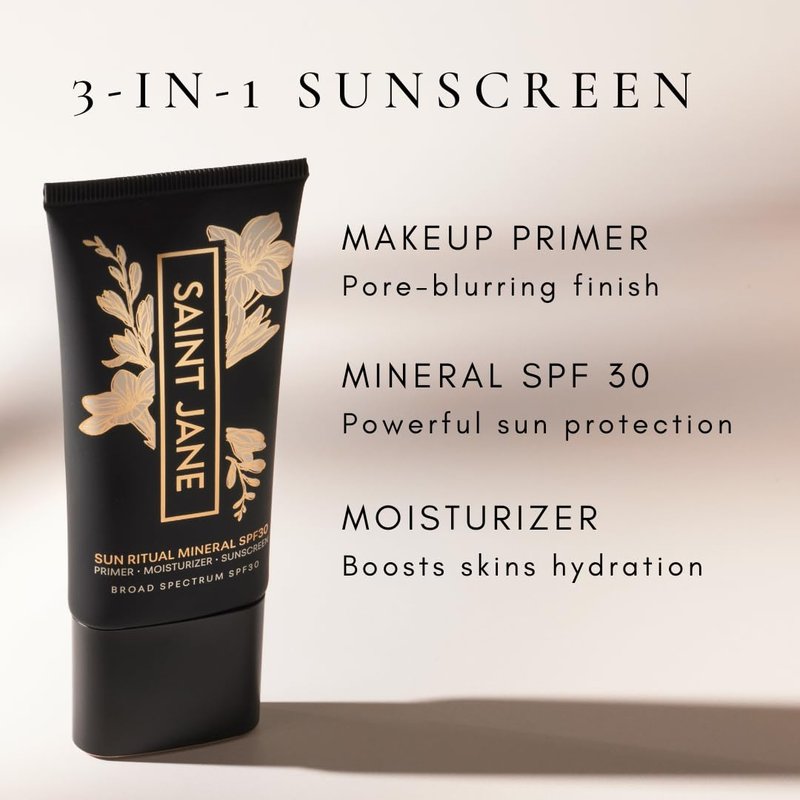 SAINT JANE - Luxury Sun Ritual - Pore Smoothing SPF 30 Mineral Sunscreen | Luxury, Floral-Infused, Clean Skincare (1.7 oz | 50 ml)