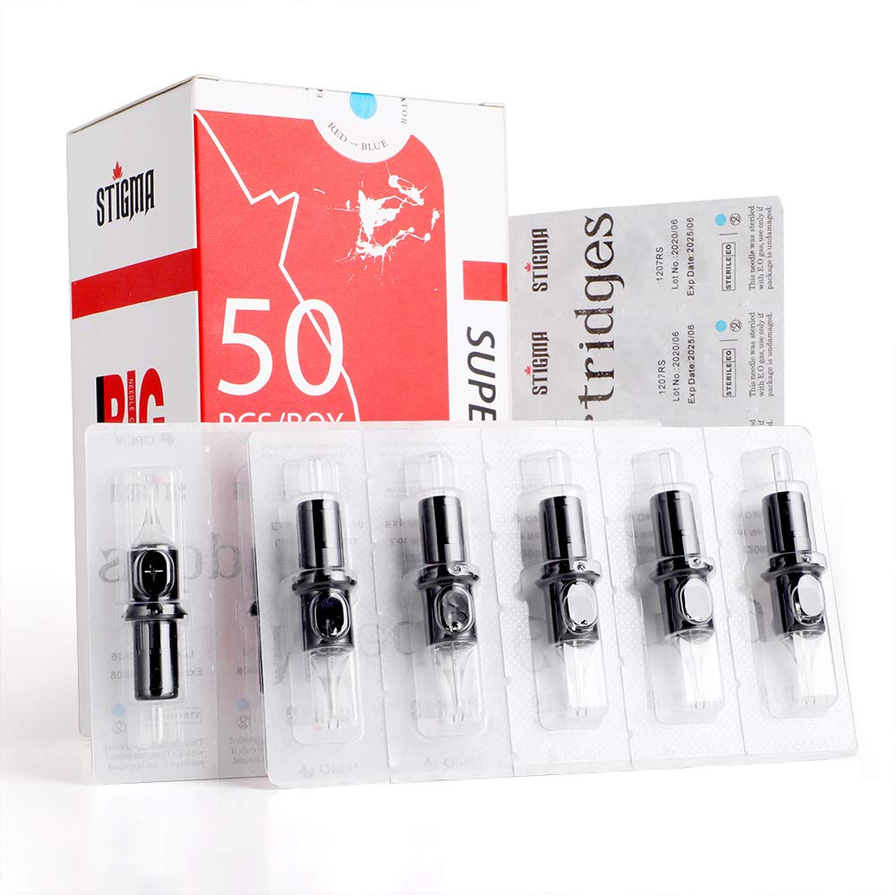 Bugpin Tattoo Needle Cartridges - Curved/Round Magnum Shader with Membrane Safety | 50-Pack
