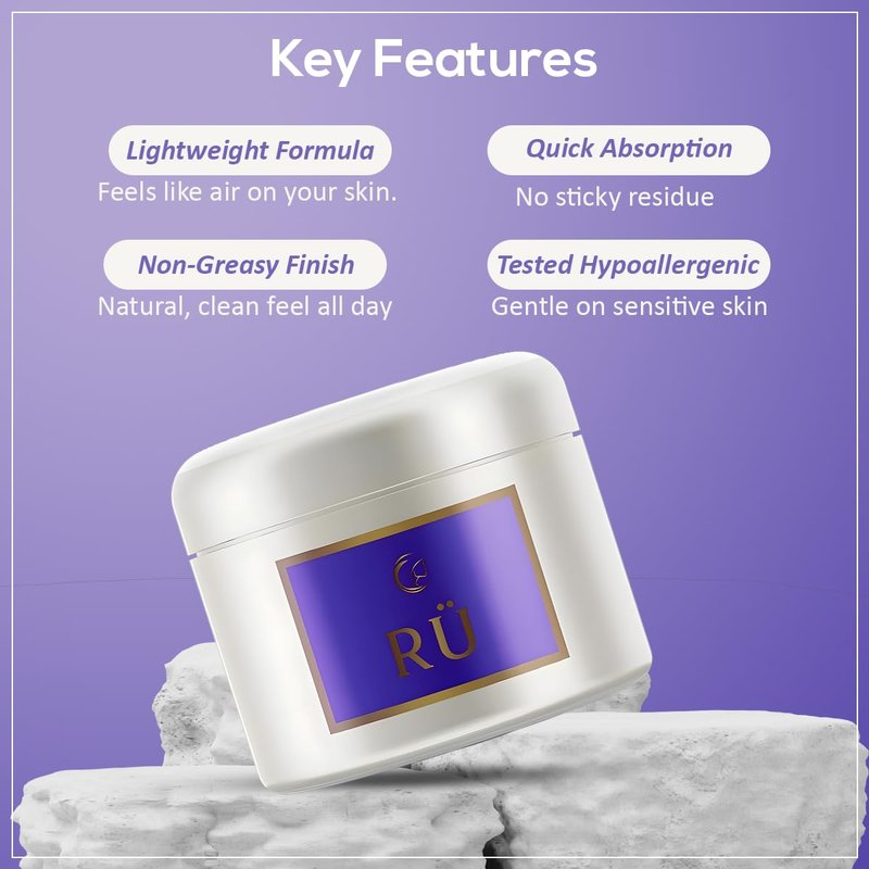 Ru Skin Repair Cream for Face & Body – Intensive Moisturizer With Shea Butter & Almond Oil – Moisturizering Face Cream Deep Hydration & Overnight Repair – Ordinary Natural Moisturizer - 1.5 Oz