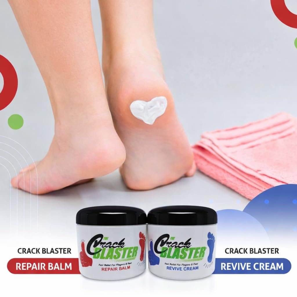 Crack Blaster Repair - Cracked Skin, Heel, Finger Healing Balm and Crack Blaster Revive Dry Skin and Body Cream