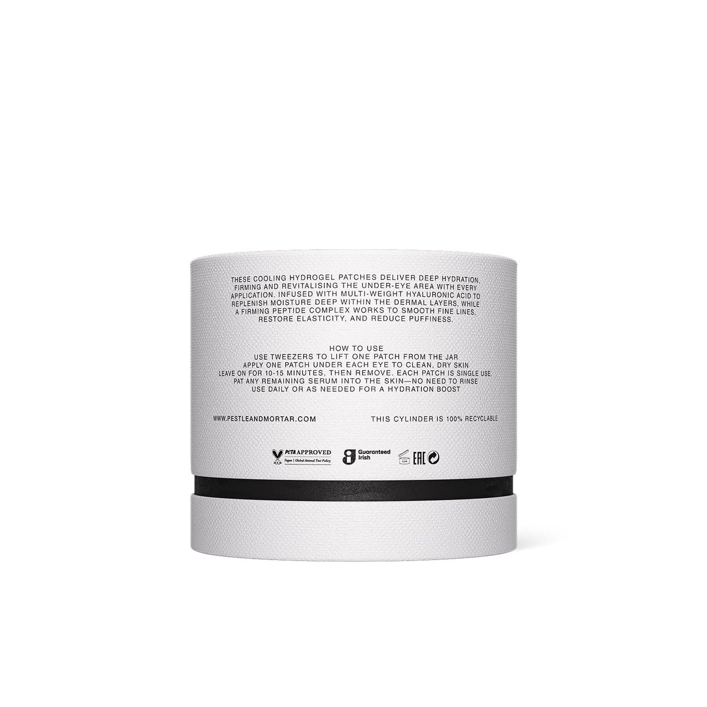 Pestle & Mortar Pure Hyaluronic Hydrogel Eye Patches, 30 Pairs, Cooling Under-Eye Treatment with Peptides for Hydration and Depuffing