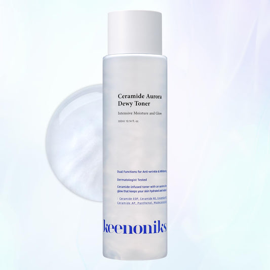 keenoniks Ceramide Aurora Dewy Toner – Deeply Hydrating & Barrier-Repair Toner for Radiant, Healthy Skin - Korean Skincare for Sensitive Skin - 300ml (10.14 fl oz)