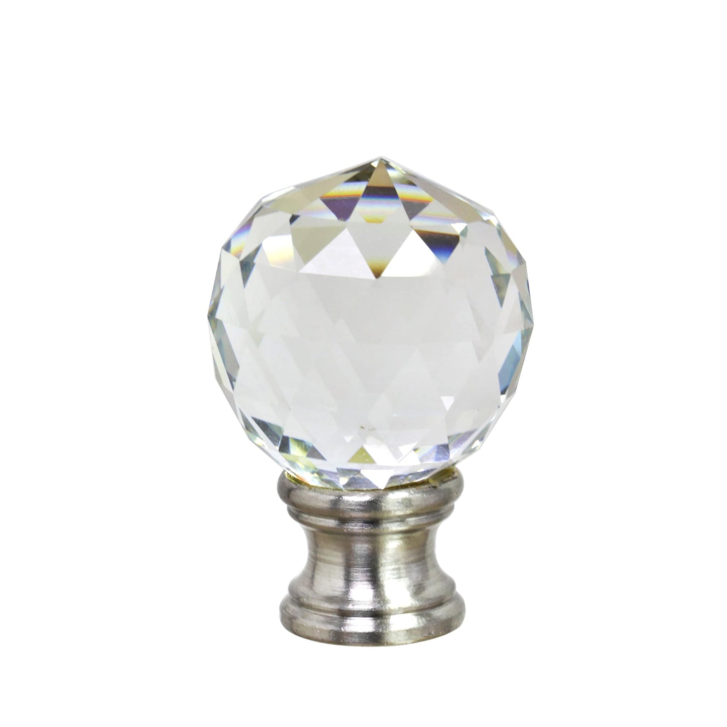 Aspen Creative 24008 Clear Faceted Crystal Lamp Finial in Brushed Nickel Finish, 1-3/4" Tall (1 Pack)