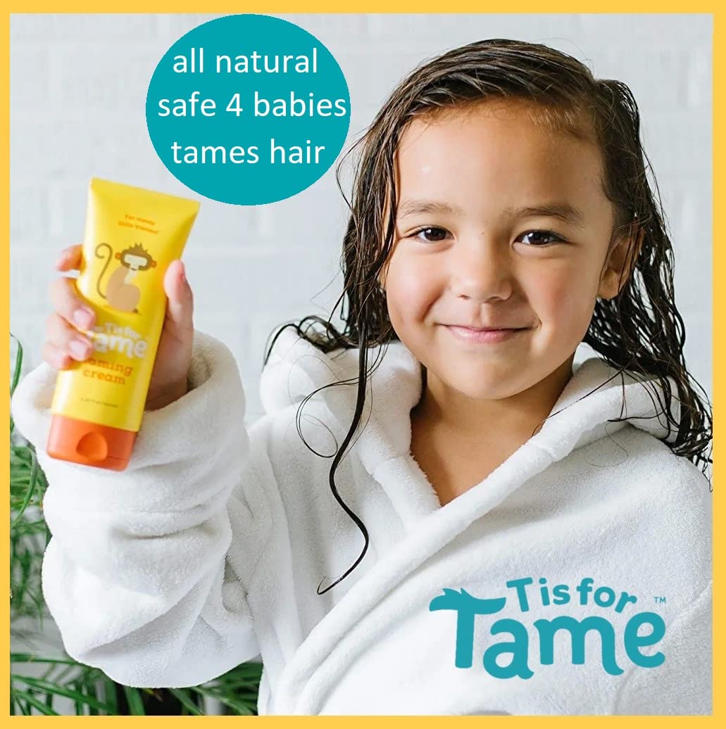 T is for Tame - Baby Hair Kit - Natural Conditioner Spray, Smoothing Hair Cream, Soft Brush & Free Pouch - Frizz Control, Flyaway, Curly, Static - 4.2 & 3.38 fl oz