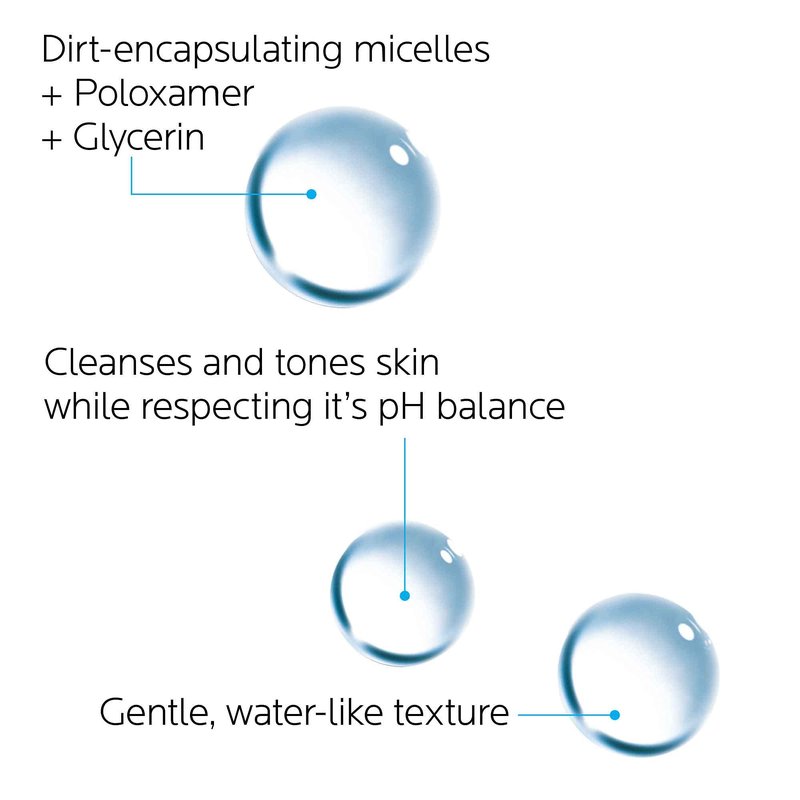 La Roche-Posay Micellar Water for Sensitive Skin, Use as Daily Face Wash, Toner, and Makeup Remover, Oil Free, 3.38 Fl Oz (Pack of 1)