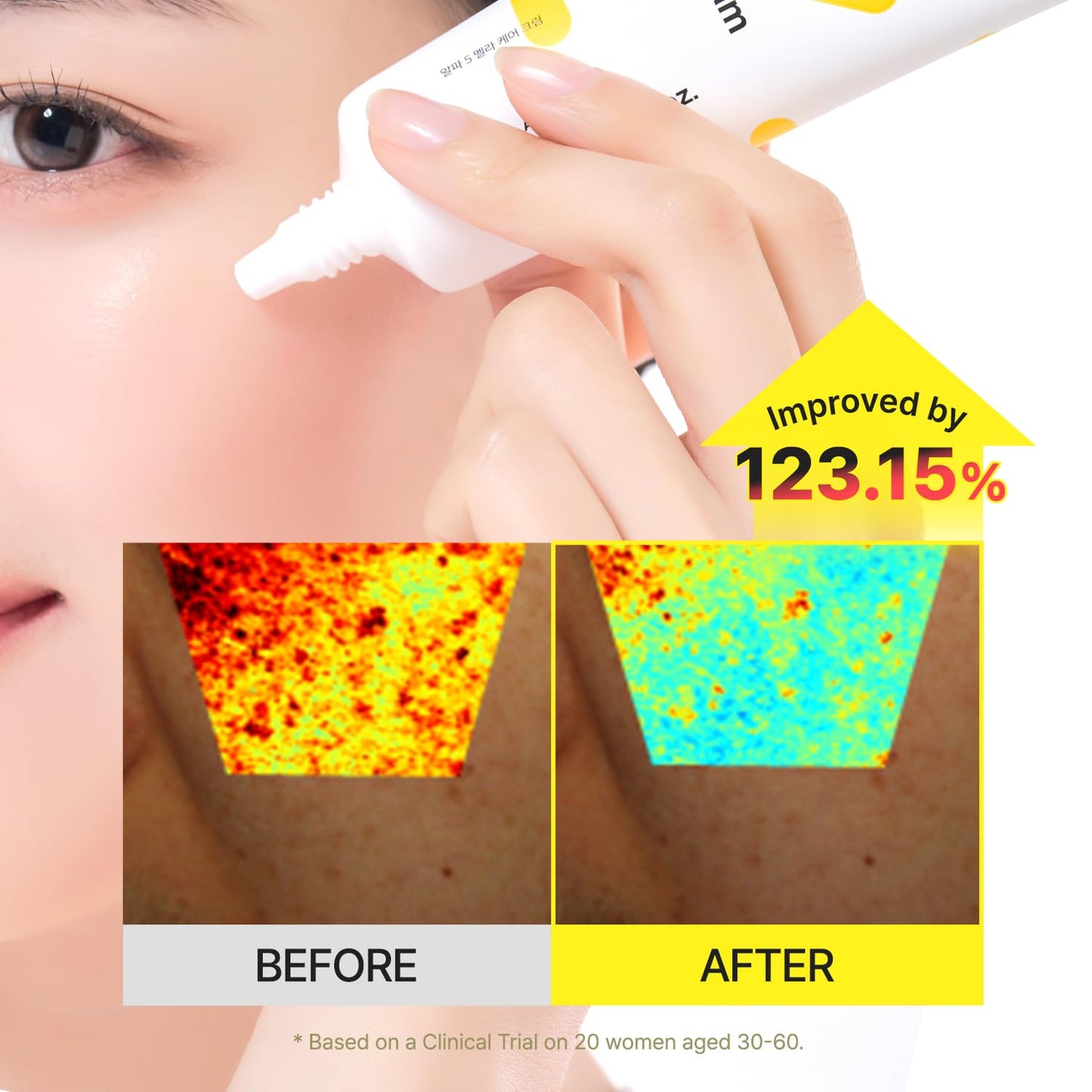 TIA'M Alpha-5 Mela Care Cream, 1.69 fl oz, 5% Alpha Arbutin Glow Enhancing Cream with Glutathione & Niacinamide, Korean Skin Care