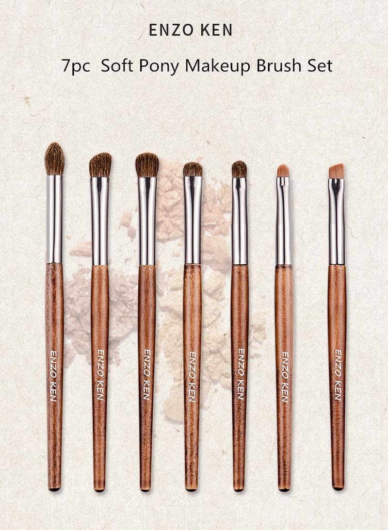 Natural Pony Hair Eye Shadow Brush Set - Professional Small Eyeshadow Brushes for Makeup | Includes Angled & Blending Brushes