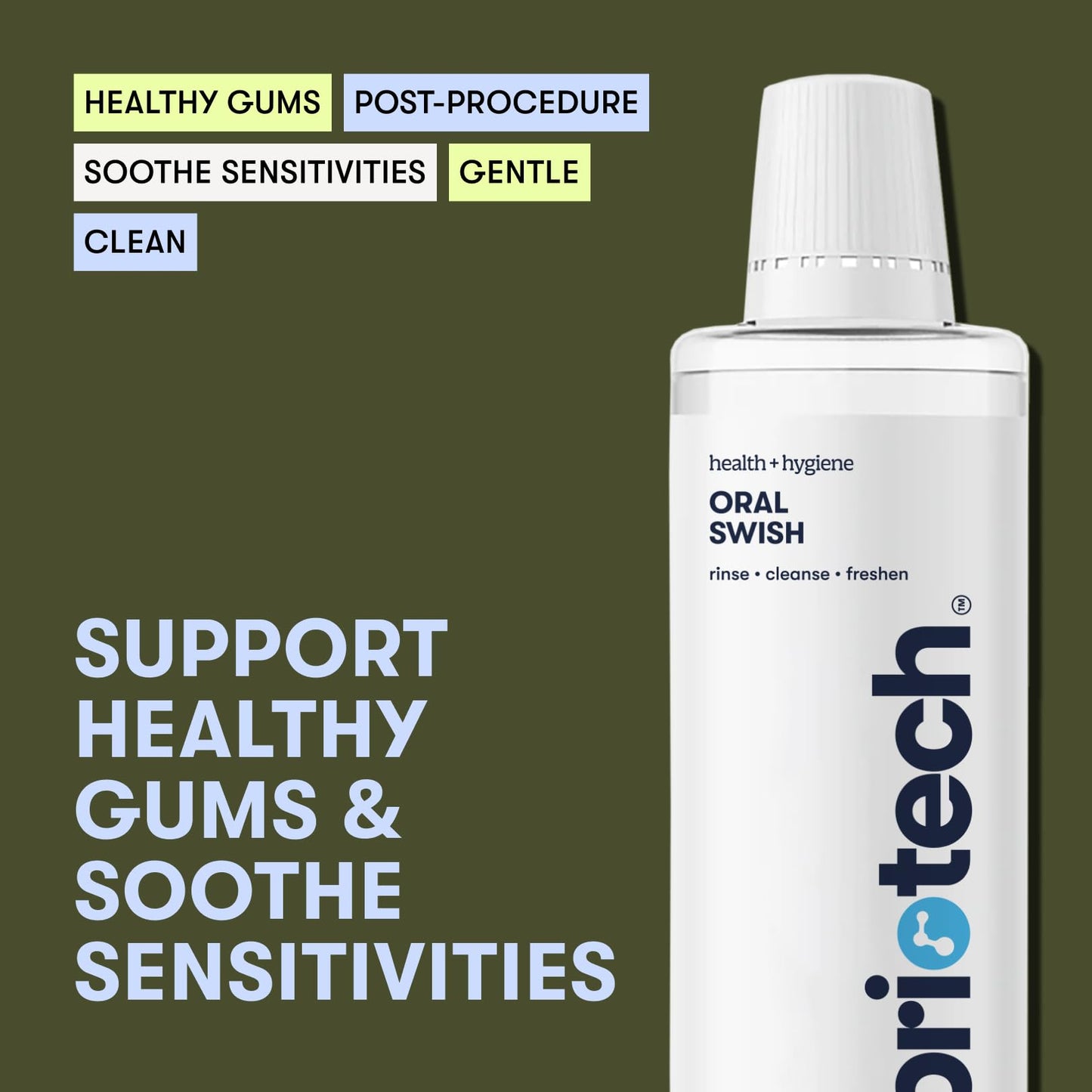 BRIOTECH Oral Swish, Hypochlorous Acid Mouthwash Rinse, Gentle Oral Care Hygiene, Fight Bad Breath, Support Against Plaque, Gum Irritation & Tender Gums, Alcohol & Fluoride Free, 32 fl oz