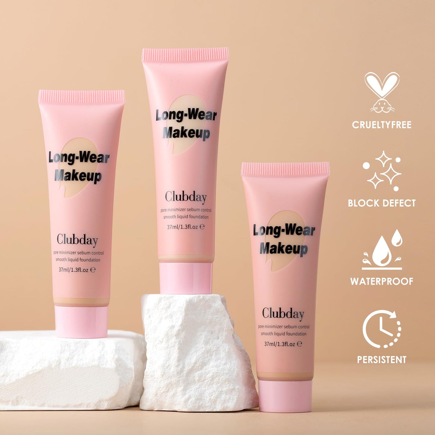 Clubday Long-Wear Smooth Liquid Foundation, Pore Minimizer & Sebum Control, Oil-Free Matte Finish, 37ml/1.3 Fl Oz-10