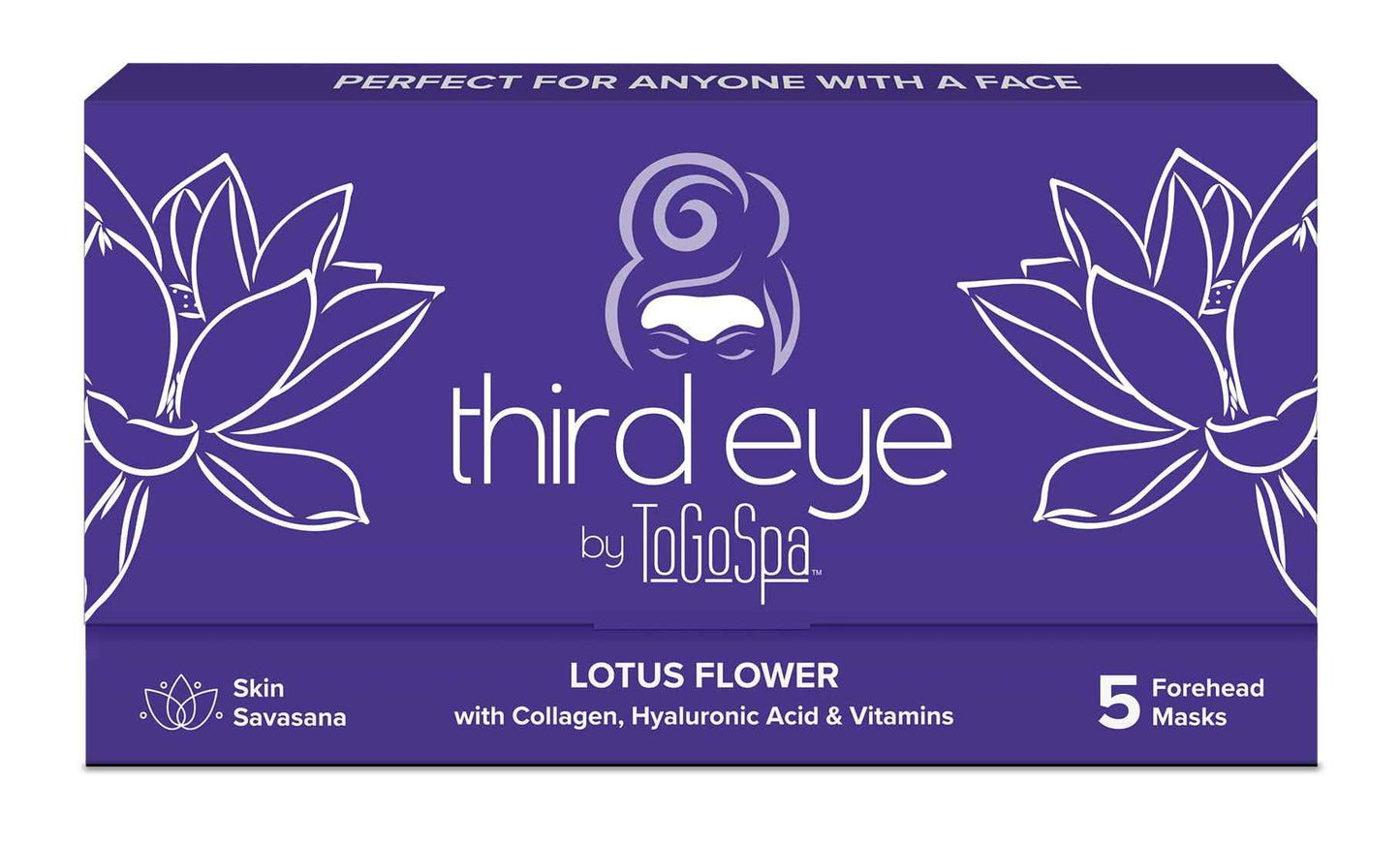 ToGoSpa, Third Eye Lotus Flower Eye Mask, Hyaluronic Acid Face Mask, Enriched With Lotus Flower, Encourages Strong And Healthy Looking Skin, Pack Of 5