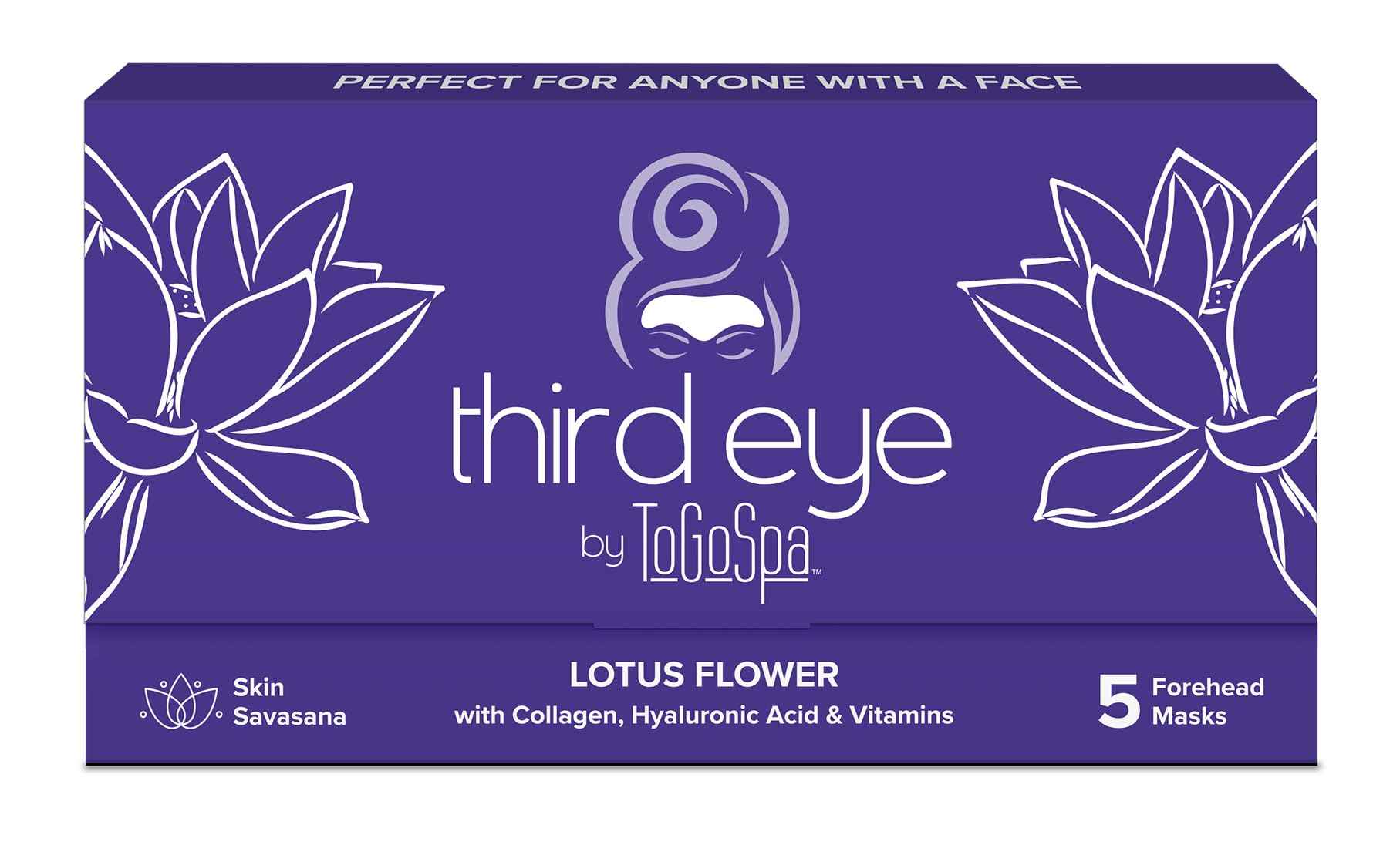 ToGoSpa, Third Eye Lotus Flower Eye Mask, Hyaluronic Acid Face Mask, Enriched With Lotus Flower, Encourages Strong And Healthy Looking Skin, Pack Of 5