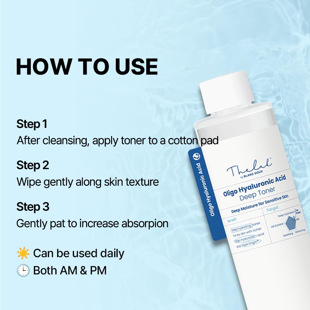 THE LAB BY BLANC DOUX Oligo Ultra-Low Molecular Hyaluronic Acid Deep Moisture Essence Toner Vegan for Sensitive Dry Combination Skin - Hypoallergenic Intense Hydrating Face Moisturizer 17 Fl Oz