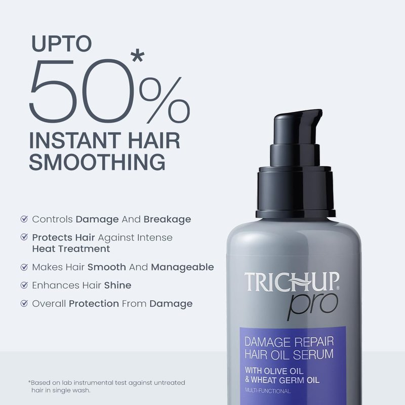 TRICHUP Pro Damage Repair Hair Care Kit, Shampoo, Hair Mask & Serum Set, Anti Frizz & Split End Control, Deep Nourishment for Dry Damaged Hair, Smooth Shiny Hair, Paraben Free, Set of 3