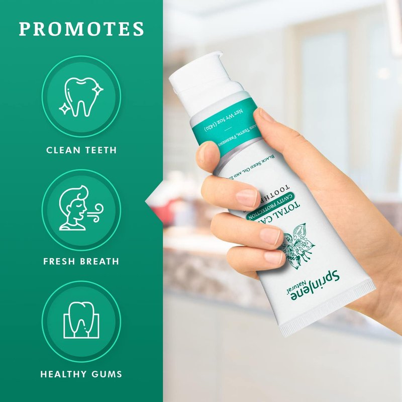 Natural Total Care Toothpaste - Fluoride Formula for Cavity Protection & Gum Health | 4-Pack with Black Seed Oil & Zinc