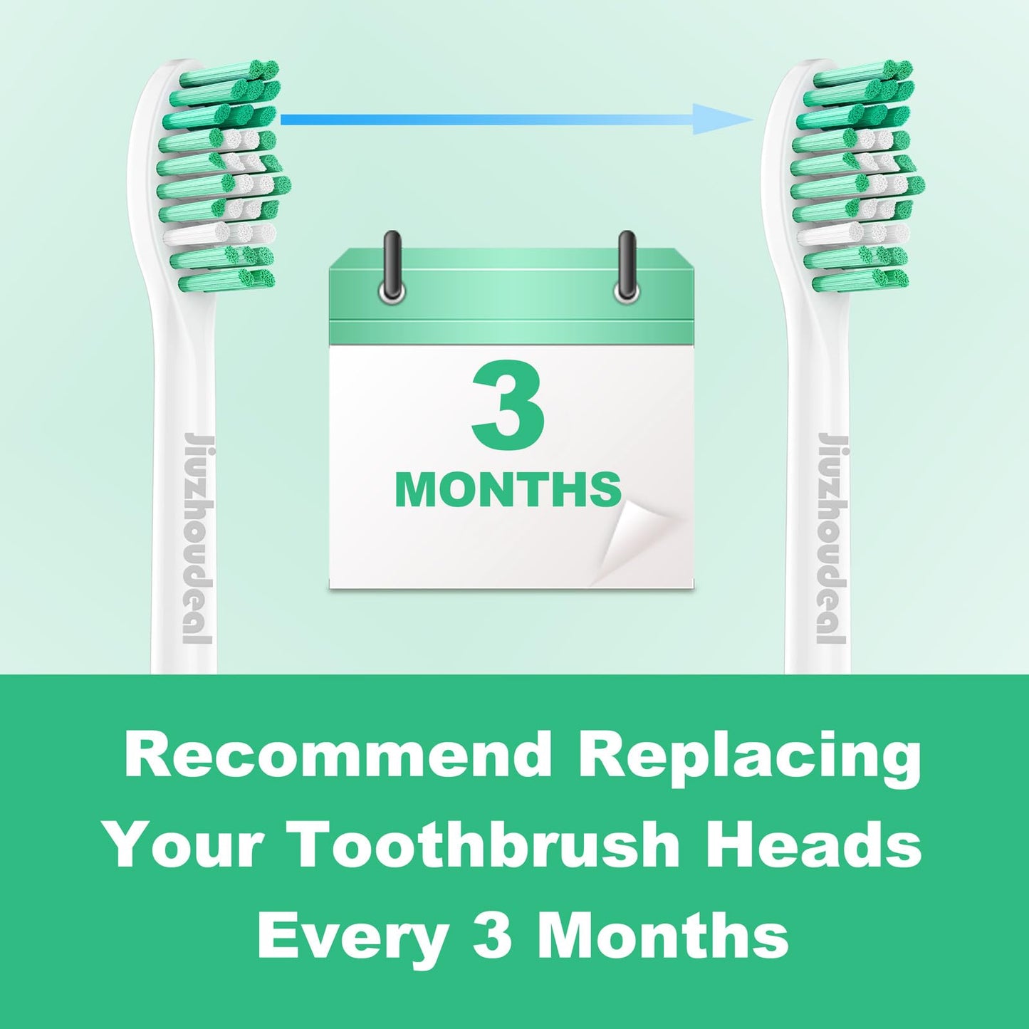 Jiuzhoudeal Replacement Toothbrush Heads for Philips Sonicare E-Series, Compatible with Sonicare Essence, Elite, Advance, CleanCare Screw-on Electric Toothbrush HX7022/66, 6 Pack