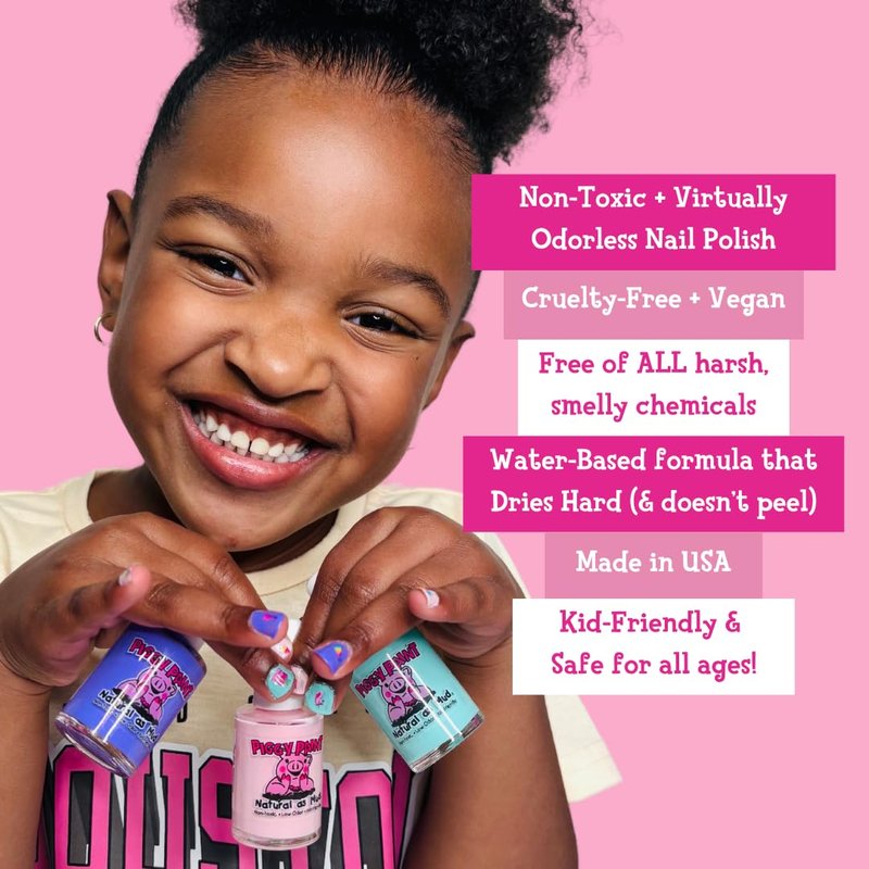 Piggy Paint | 100% Non-Toxic Girls Nail Polish | Safe, Cruelty-free, Vegan, & Low Odor for Kids | Glamour Girl
