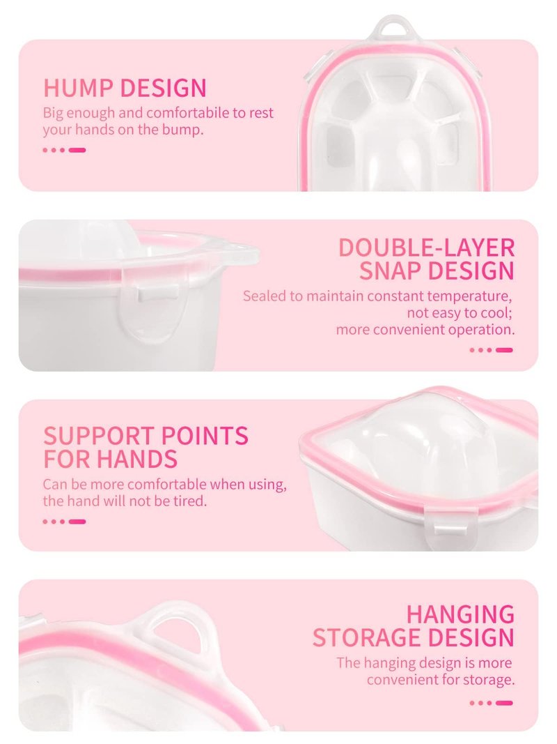 Nail Soaking Bowl, 2PCS Soak Off Gel Polish Dip Powder Remover Manicure Bowl with Triangle Cuticle Peeler and Stainless Steel Cuticle Pusher Nail Art Tool (Pink)