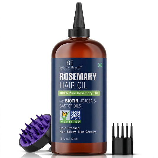 Botanic Hearth Hair Oil for Hair Growth | Rosemary Oil for Hair Growth with Biotin, Castor & Jojoba | Hair Relaxers & Dry Scalp Treatment | Color Safe | All Hair Types | 16 Fl Oz (473 ml)