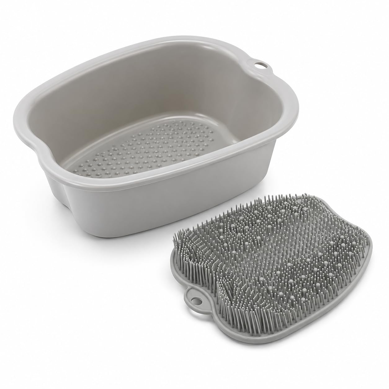 ZENVY Foot Bath Tub and Silicone Foot Scrubber Massage Mat Set for Soothing At-Home Relaxation (Foot Bath & Scrubber Mat)