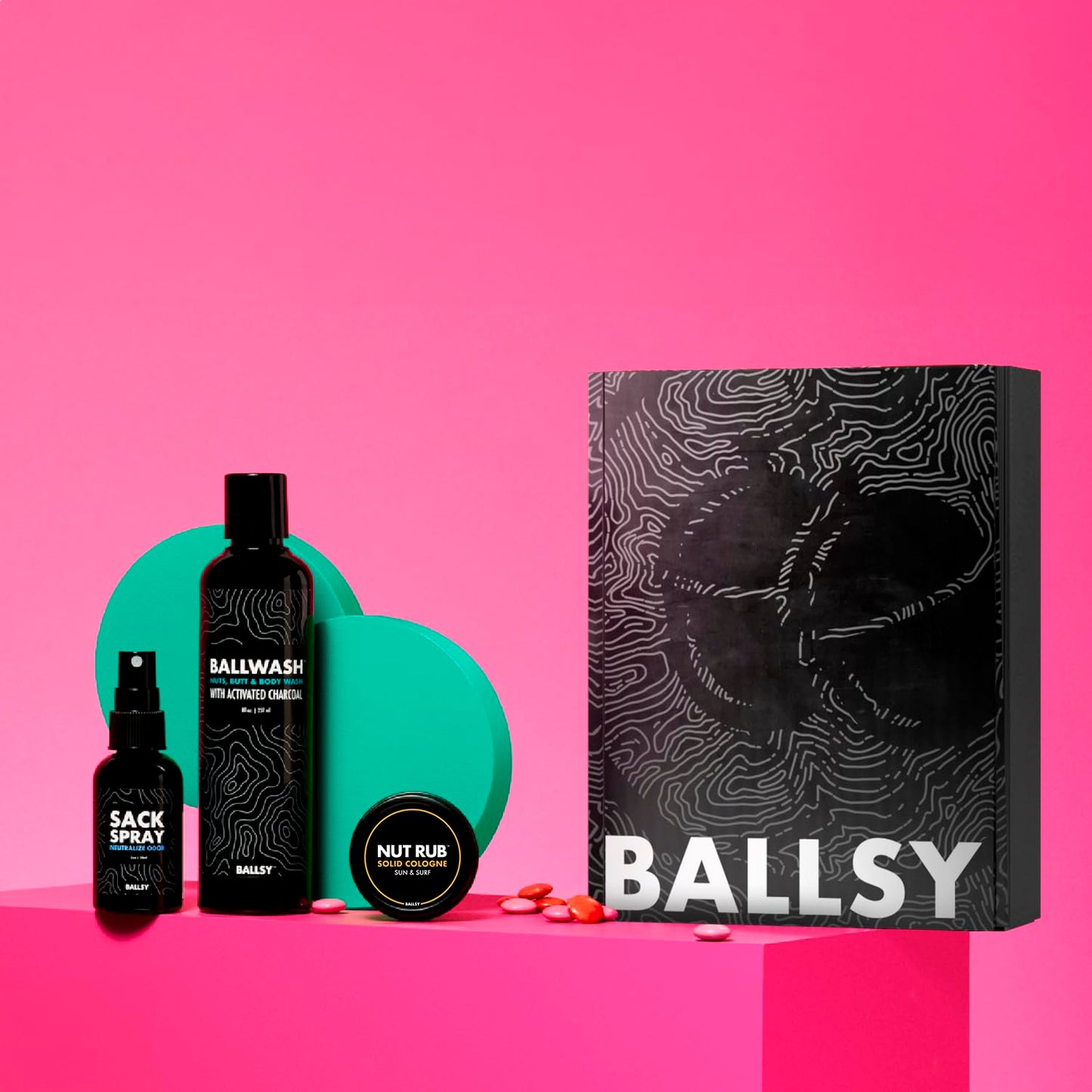 Ballsy Sack Pack, Men's Fresh Kit, Includes Body Wash, Deodorizing Spray and Cologne Rub, Men's Body Care, Ball Wash for Men Gift Pack, Sun & Surf