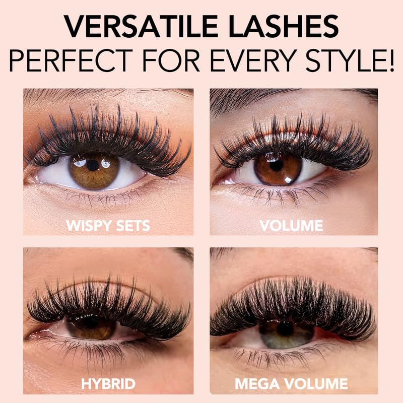 KIARA SKY LASH Premium Cashmere Easy Fan Lash Extensions - Soft Semi-Matte Finish | Black CC-0.03 10mm