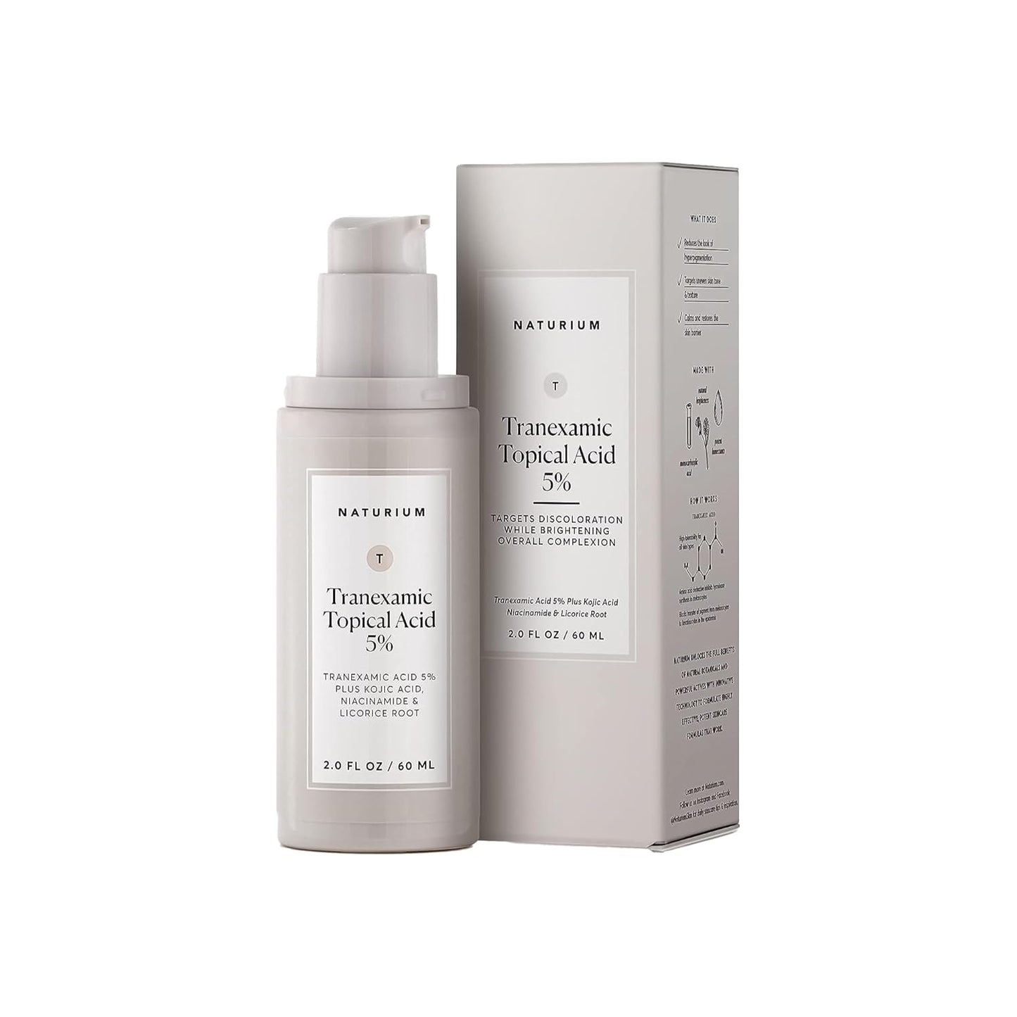 Naturium Tranexamic Acid 5% - Brightening Face & Skin Care with Kojic Acid, Niacinamide & Licorice Root | 2 oz