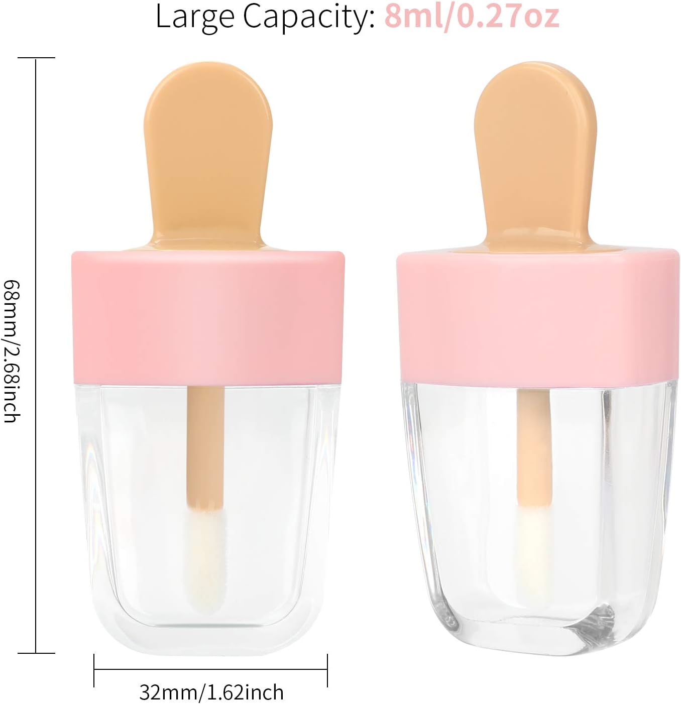 Cute Ice Cream Shaped Lip Gloss Tubes - 30 Pack 8ml Refillable Containers for DIY Projects | Perfect for Small Business