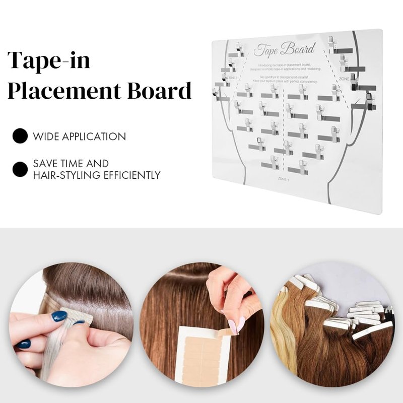 Tape Placement Board - 25 Clips Acrylic Hair Extensions Hanger | Hair Display Holder Rack for Styling and Hairdressing