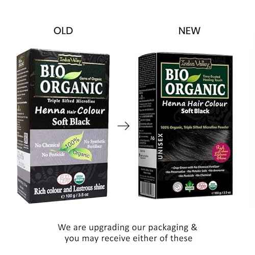 Indus Valley Organic Henna Hair Colour Kit for Women- Chemical-Free, 100% Grey Coverage, Natural Soft Black Henna Powder - Vegan, Herbal Hair Dye, Infused with Plant Based Ingredients
