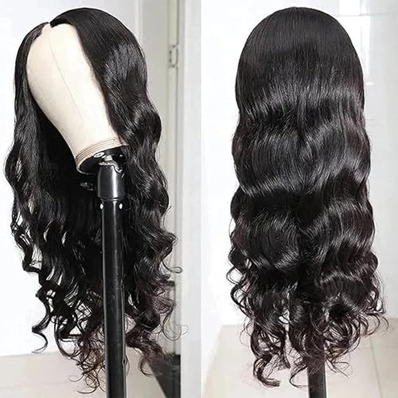 Xagujpo Glueless V Part Wig Human Hair Body Wave for Black Women Upgrade U Part Human Hair Wig 100% Beginner Friendly No Sew In No Glue 180% Density Natural Color (20 inch)